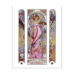 Art Nouveau: Alphonse Mucha Art Print 8"by10" MOET & CHANDON Boho Fashion & Wine